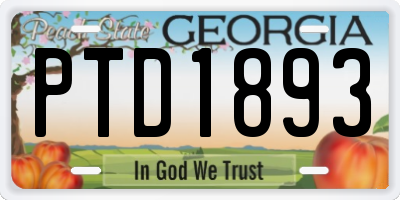 GA license plate PTD1893