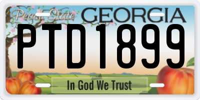 GA license plate PTD1899