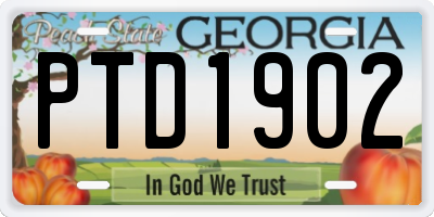 GA license plate PTD1902