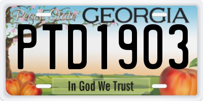 GA license plate PTD1903