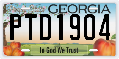 GA license plate PTD1904