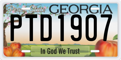 GA license plate PTD1907