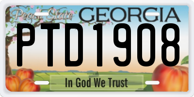 GA license plate PTD1908