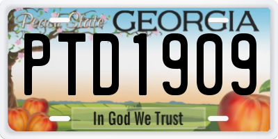 GA license plate PTD1909