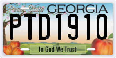 GA license plate PTD1910