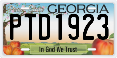 GA license plate PTD1923
