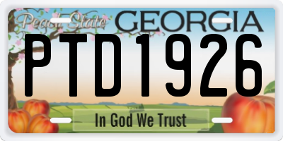 GA license plate PTD1926