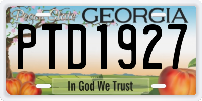 GA license plate PTD1927