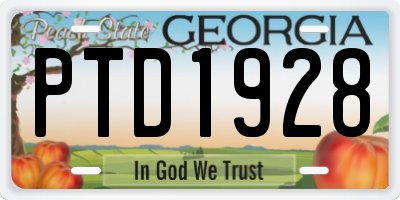 GA license plate PTD1928