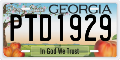 GA license plate PTD1929