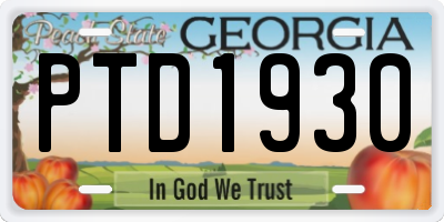 GA license plate PTD1930