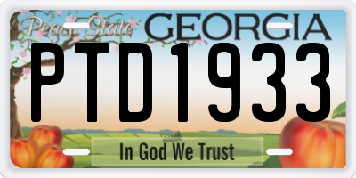 GA license plate PTD1933