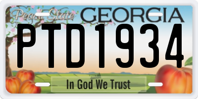 GA license plate PTD1934