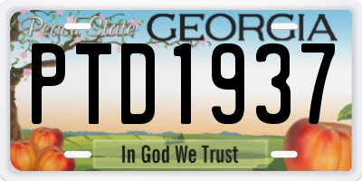 GA license plate PTD1937