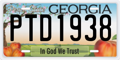 GA license plate PTD1938