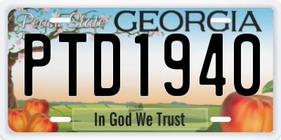 GA license plate PTD1940