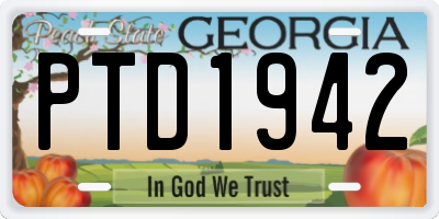 GA license plate PTD1942