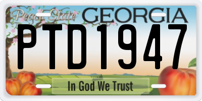 GA license plate PTD1947