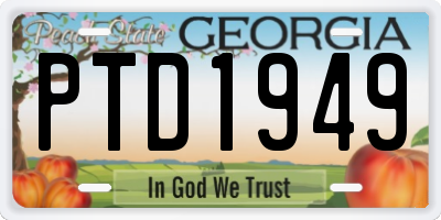 GA license plate PTD1949