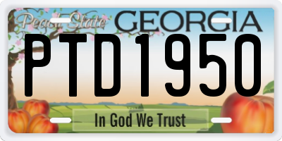 GA license plate PTD1950