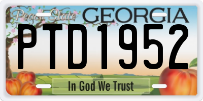 GA license plate PTD1952