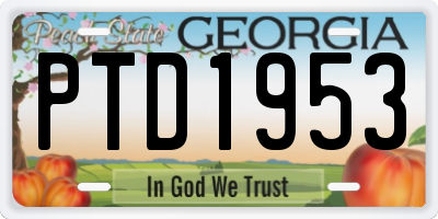GA license plate PTD1953