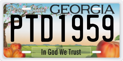GA license plate PTD1959