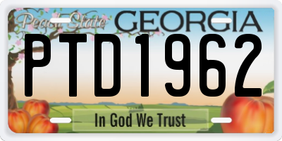 GA license plate PTD1962