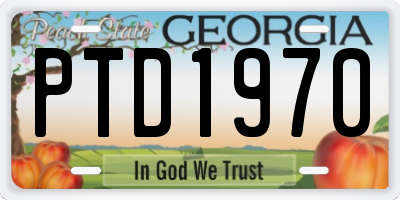 GA license plate PTD1970