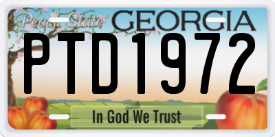GA license plate PTD1972