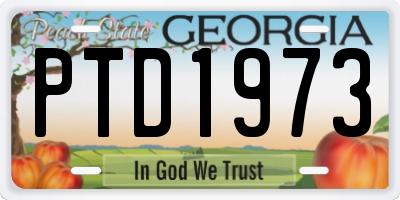 GA license plate PTD1973