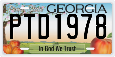 GA license plate PTD1978