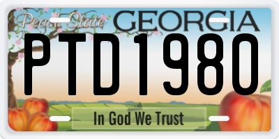 GA license plate PTD1980