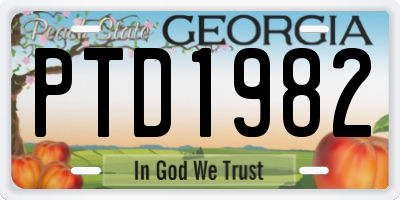 GA license plate PTD1982