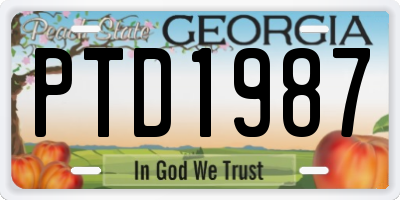 GA license plate PTD1987