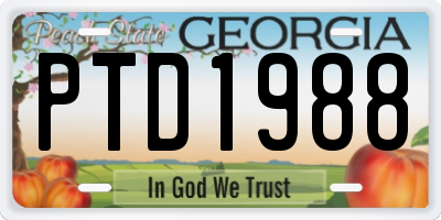 GA license plate PTD1988