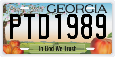 GA license plate PTD1989