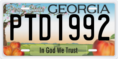GA license plate PTD1992