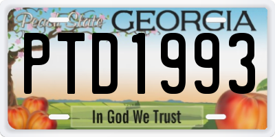 GA license plate PTD1993