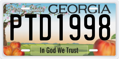GA license plate PTD1998