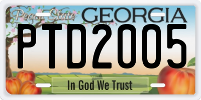 GA license plate PTD2005