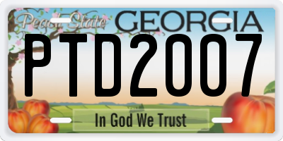 GA license plate PTD2007