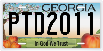 GA license plate PTD2011