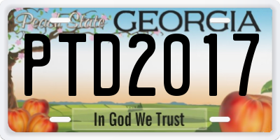 GA license plate PTD2017