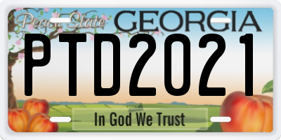 GA license plate PTD2021