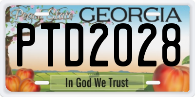GA license plate PTD2028