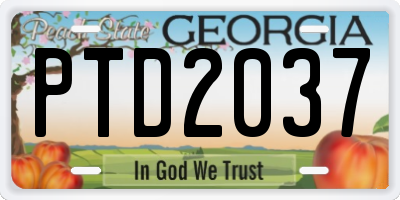 GA license plate PTD2037