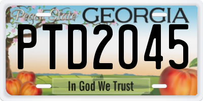 GA license plate PTD2045