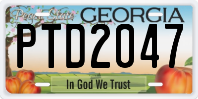 GA license plate PTD2047