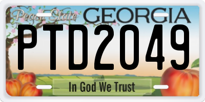 GA license plate PTD2049